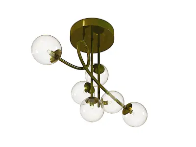 Glass Sputnik Chandelier Lighting Gold 6-Light Low-poly 3D model