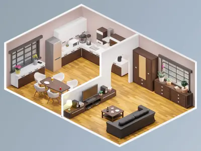 Room 40 Low-poly 3D model