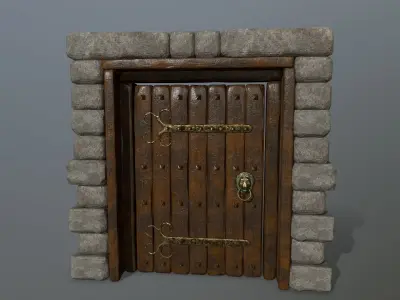 door 1 stone Low-poly 3D model