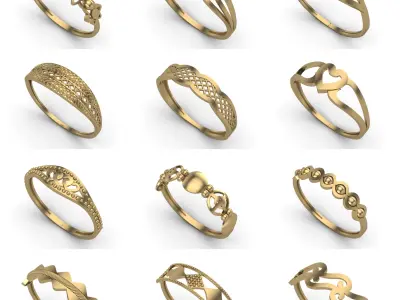 730  STL 3DM MODELS Plain Womens Rings format Models MEGA PACK