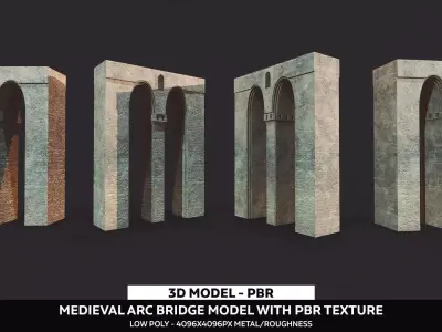 Medieval Arc Bridge Low-poly 3D model