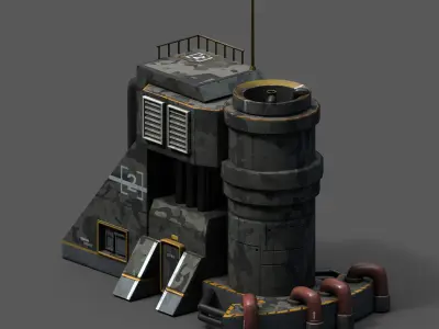 Scifi exterior futuristic space fantasy military skyscraper  Low-poly 3D model