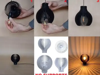 Lamella lamp shade - hanging or standing 3D print model