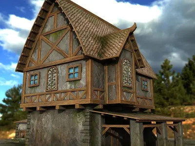 village house Low-poly 3D model get