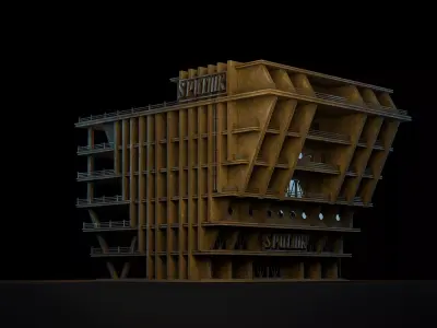 DYSTOPIAN BRUTALIST BUILDING SCIFI 03 Low-poly 3D model