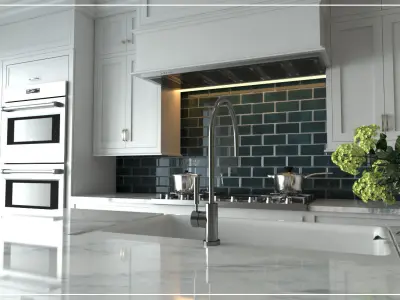 kitchen with cabinets and tile 3D model