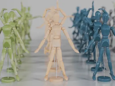 Mannequin Clone Army 16 3D Scans with PBR Textures Low-poly 3D model