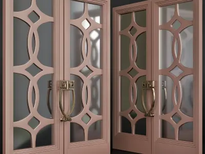 Doors low poly 3d model collection door with glass panels Low-poly 3D model