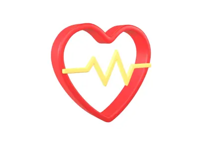 Heartbeat Pulse Symbol v2 003 Low-poly 3D model