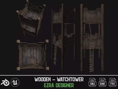 Wooden Watchtower Roman Low-poly 3D model