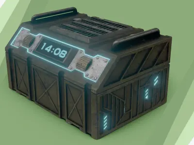 Sci-fi Chest - rigged animated - game ready Low-poly 3D model