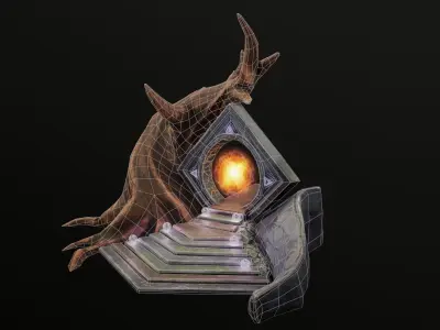 Portal - PBR Game Ready door with fire in it Low-poly 3D model