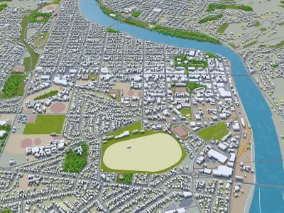Whanganui New Zealand 20km Low-poly 3D model