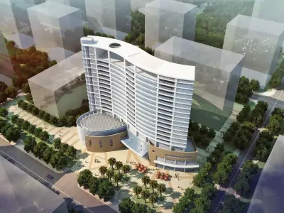 Modern Hotel Tower Exterior 3D model