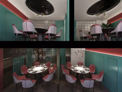 Restaurant Cafe Bar Pub Scene 3D model
