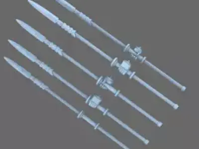 Cyber Samurai Yari Spears RIGHT 3D print model
