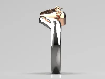 Two-tone heart and cross design ring model gr0048 3D print model