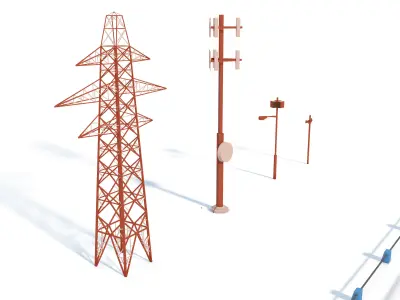 Cartoon Train Rail Kitbash - simple polygons 3D model 3D model