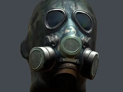 Gas mask helmet 3d model military combat Low-poly Low-poly 3D model