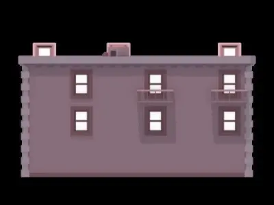 Block-Style Architectural Wonders - Twin Building Collection 3D model