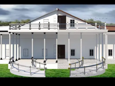 TOWN HALL Low-poly 3D model