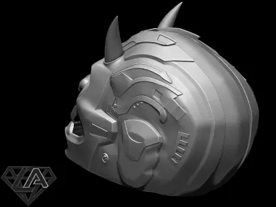 Sci-fi cyberdemon helmet V2 3D print model