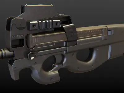 FN P90 Submachine Gun Low-poly 3D model