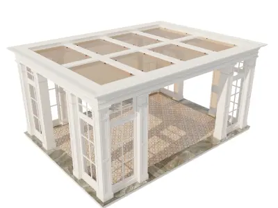 Gazebo patio with glass roof 3D model