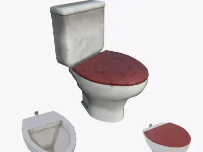 3D Dirty Vintage Simple Toilet Seat with Subdivision Crease PBR Low-poly 3D model