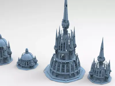 Volcano Tower castle 4 Towers  3D model