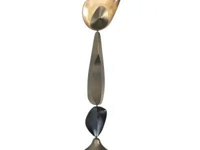 Sculptural Floor Lamp with Bronze-Patina Brass 3D model