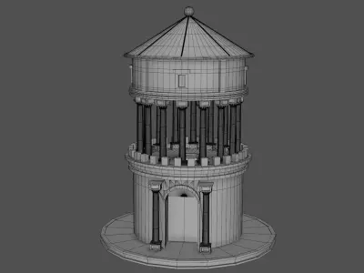 Ancient temple tower Low-poly 3D model