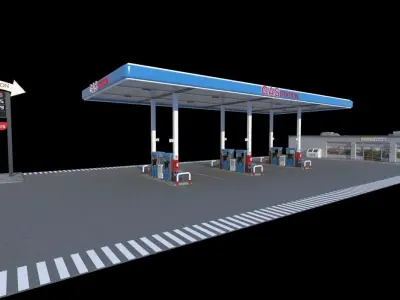 Gas Station JahazArt Low-poly 3D model