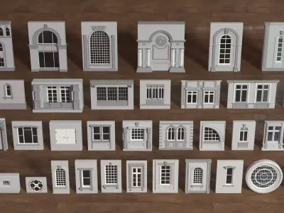 Building Facade Collection 5 - 35 pieces 3D model