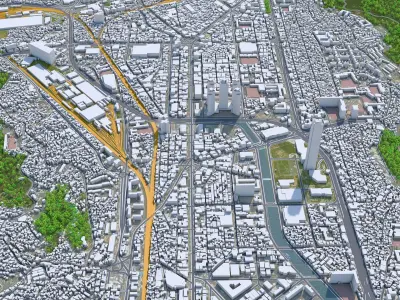 Busan Downtown South Korea Low-poly 3D model