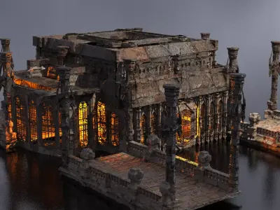 Floating Desert sand palace 1  3D model