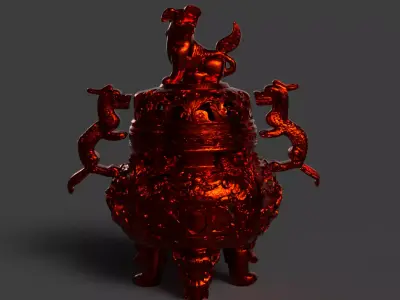 Chinese Vintage Bronze  figure Low-poly 3D model