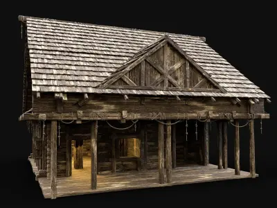 SMITHY FORGE BLACKSMITH WORKSHOP VILLAGE HOUSE HUT MEDIEVAL AAA Low-poly 3D model