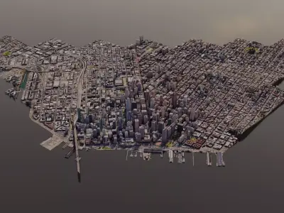 San francisco 3D Skyline City Map Low-poly 3D model