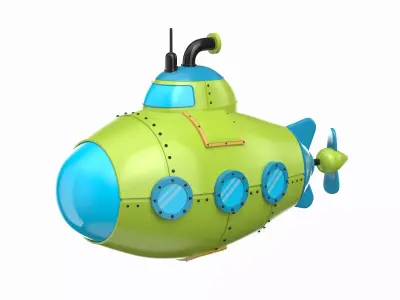 Cartoon Green Submarine 3D model