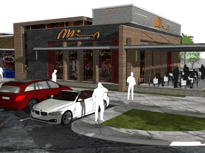 Out-parcel Restaurant Model  3D model