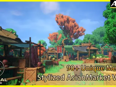 Stylized Asian Market Vol3 Gameready Low-poly 3D model