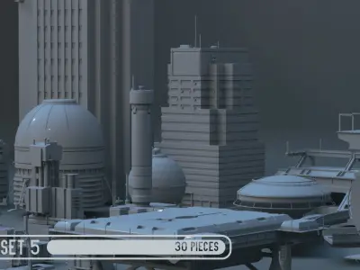 Scifi dressing kitbash set 5 Low-poly 3D model