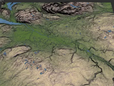 Glasgow - 3D Terrain Model Low-poly 3D model