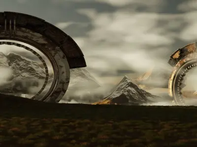 Realistic 3d scifi landscape model with environment  3D model