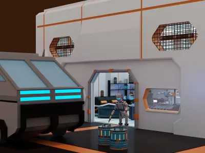 Sci-fi Scene with alien objects 3D model