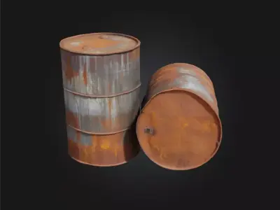 Rusty Barrels  Post Apocalyptic Props Pack 3D model