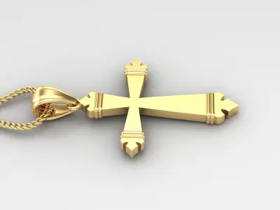 Light Gold 18K Cross Pendant 2CP066 3D print model