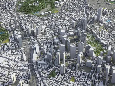 Shinjuku - Tokyo special ward Low-poly 3D model