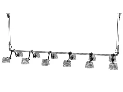 B P 12 P pendant light with four lamps hanging from it 3D model